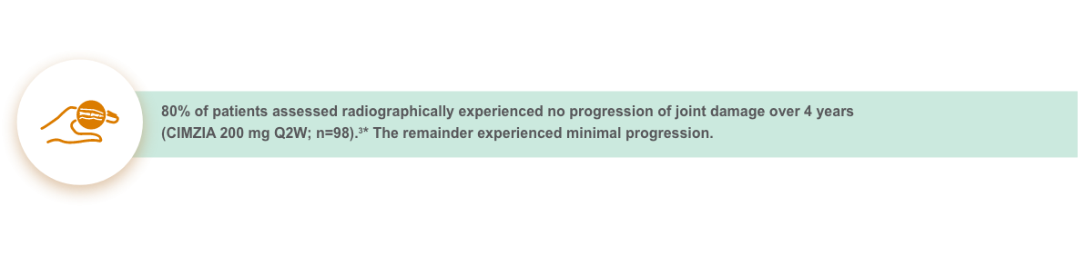 80% of patients assessed radiographically experience no progression of joint damage over 4 years