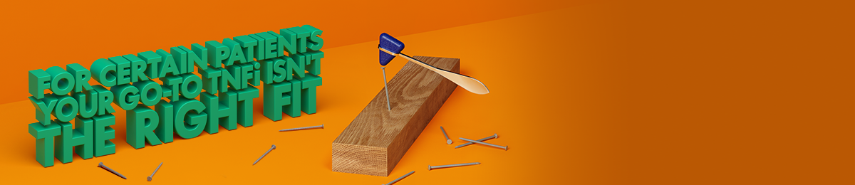 Reflex hammer hitting a nail in a board with an orange background