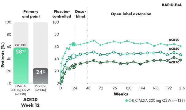 Graph of ACR20/50/70 response rates.