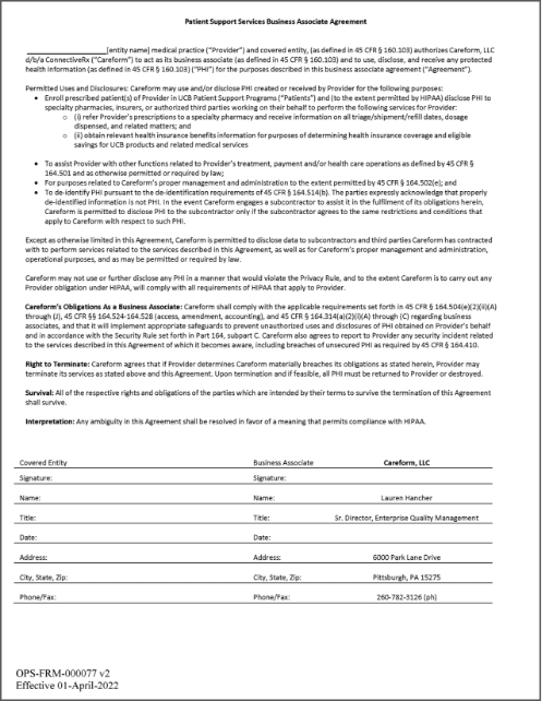 Business Associate Agreement Form